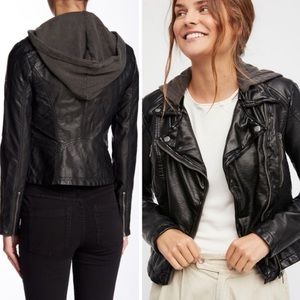 Free People Faux Leather Bomber Jacket
